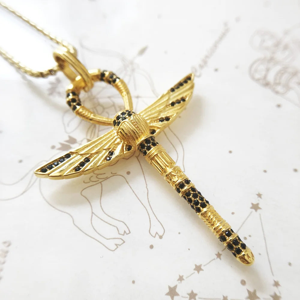 Ankh Cross with Scarab - Necklace
