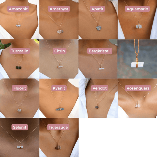 Go & Glow Kette | Edelstahl & Edelstein | Geburtsstein - YNNOVIA