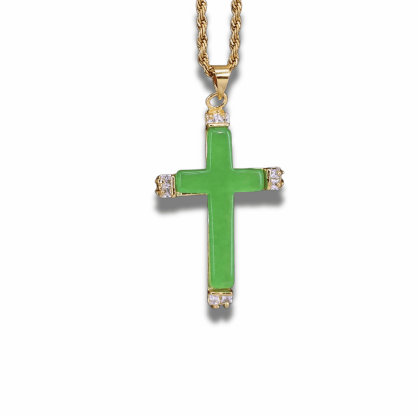 Green Guardian - Kette mit Jade - Kreuz - YNNOVIA