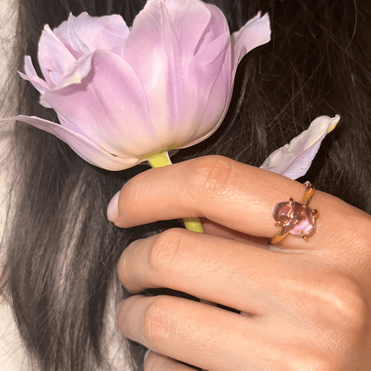 Mystic Aura – Amethyst - Rohsteinring - YNNOVIA