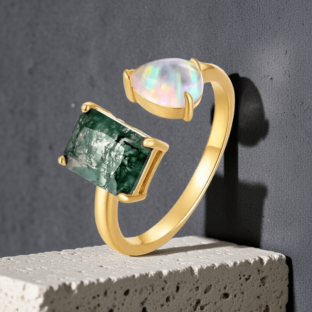 Mystic Balance Ring – Moosachat & Opal - YNNOVIA