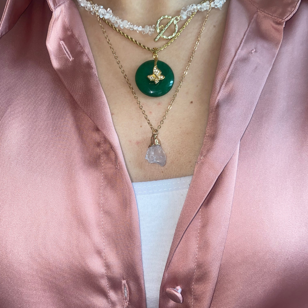 Mystic Bloom - Kette mit Jade-Scheibe