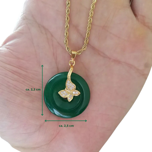 Mystic Bloom - Kette mit Jade-Scheibe