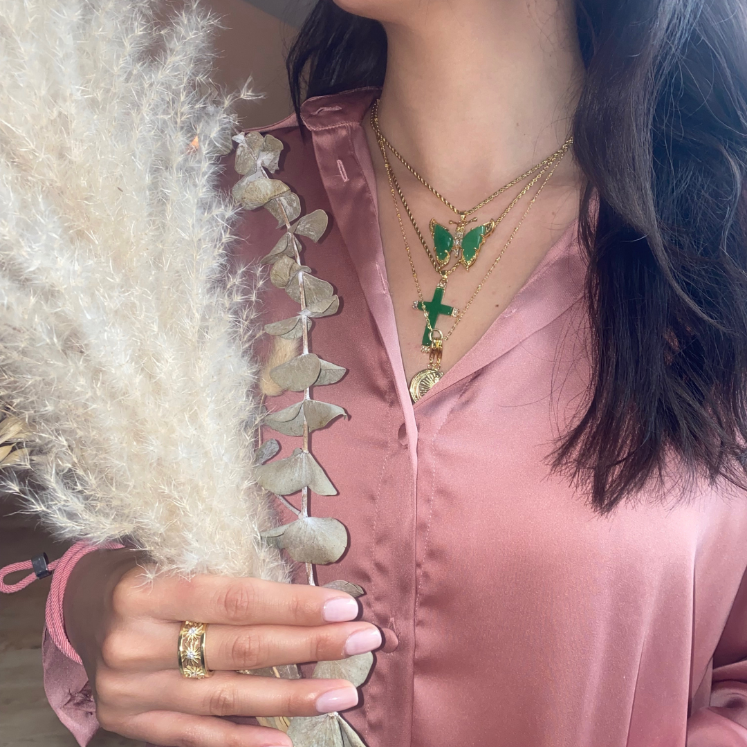 Green Guardian - Kette mit Jade-Kreuz