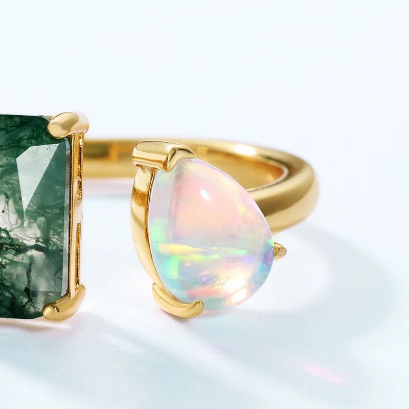 Mystic Balance Ring - Moosachat und Opal - Ynnovia