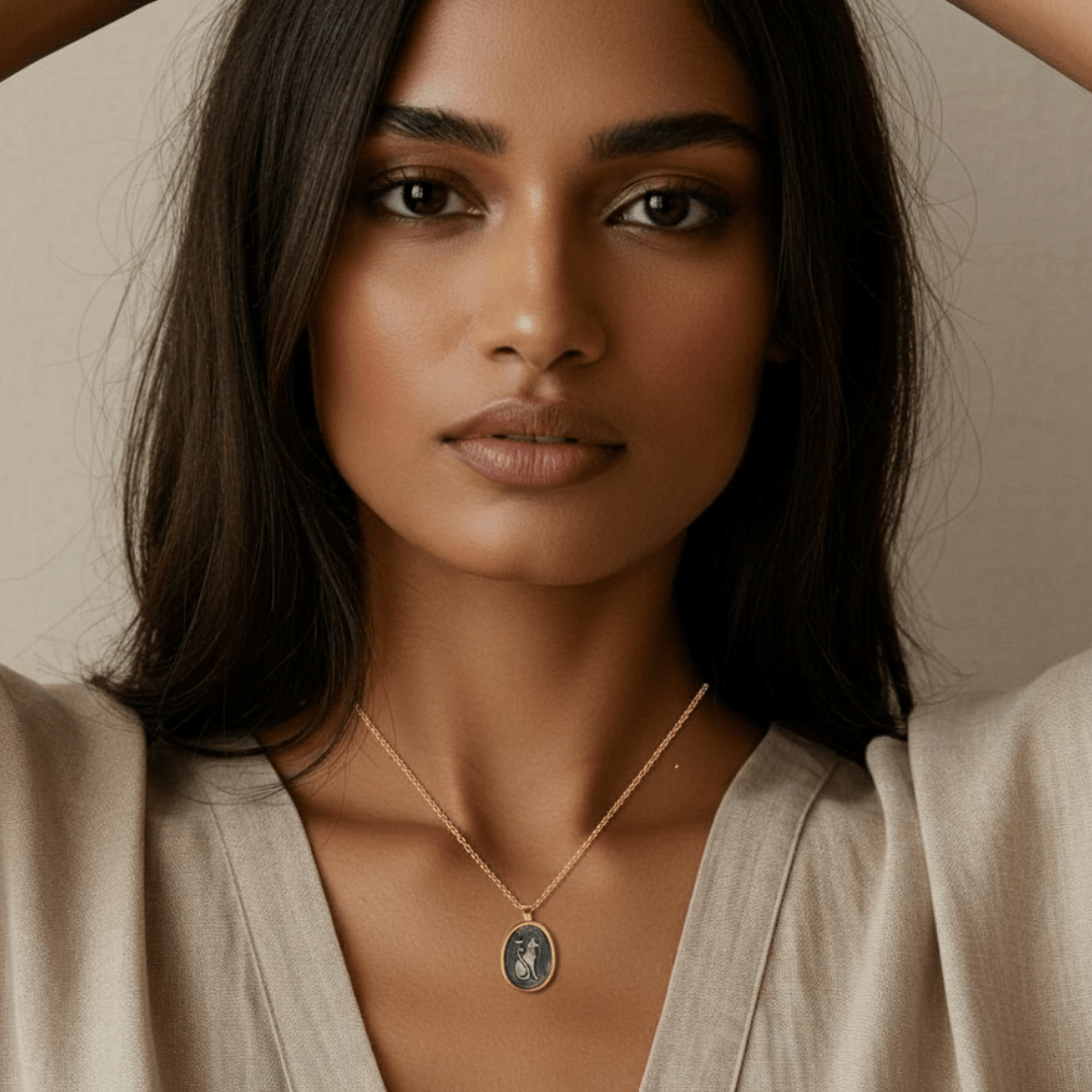Bastet’s Whisper | Schutzamulet Kette - Tempelkatze - YNNOVIA