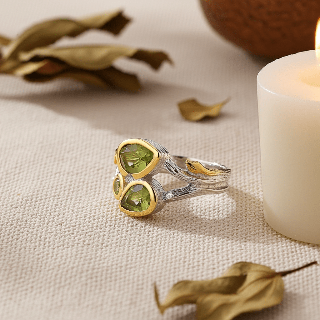 Green Flame - Ring mit Periot - YNNOVIA