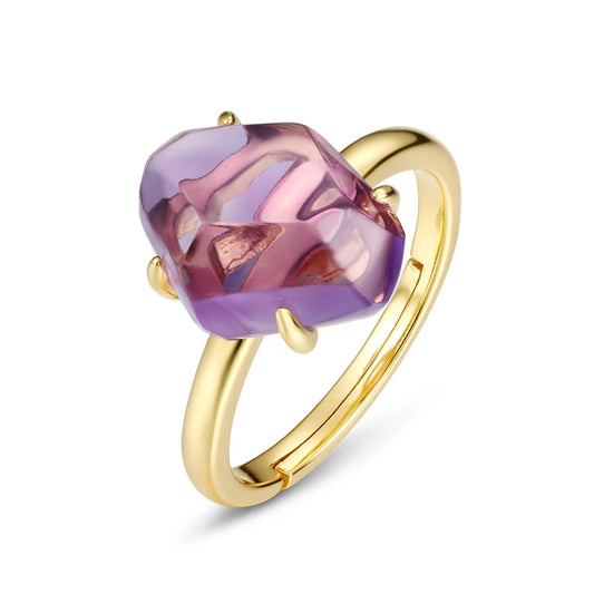 Mystic Aura – Amethyst-Rohsteinring