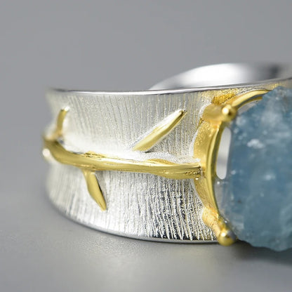 Ocean Soul – Ring mit Rohstein-Aquamarin