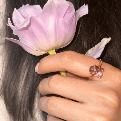 Mystic Aura – Amethyst - Rohsteinring - YNNOVIA