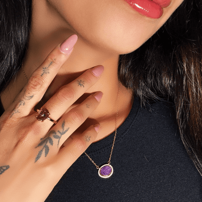 Mystic Aura – Amethyst - Rohsteinring - YNNOVIA